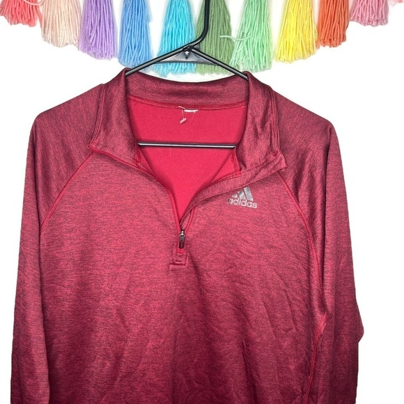 Adidas Climalite Burgundy Red Long Sleeve Half Zip Athletic Top Size Large - Picture 2 of 14